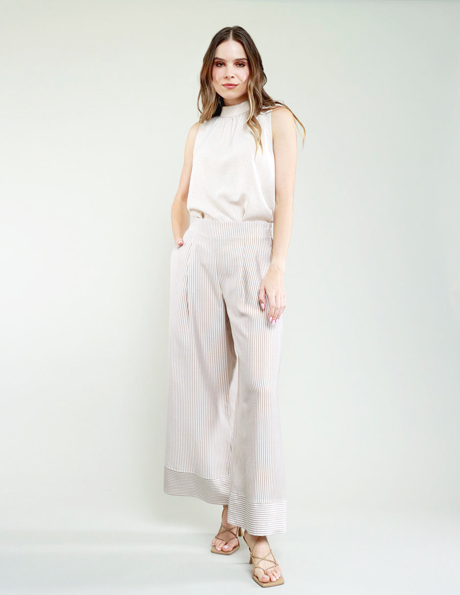 PANTALÓN MALIA A RAYAS BEIGE