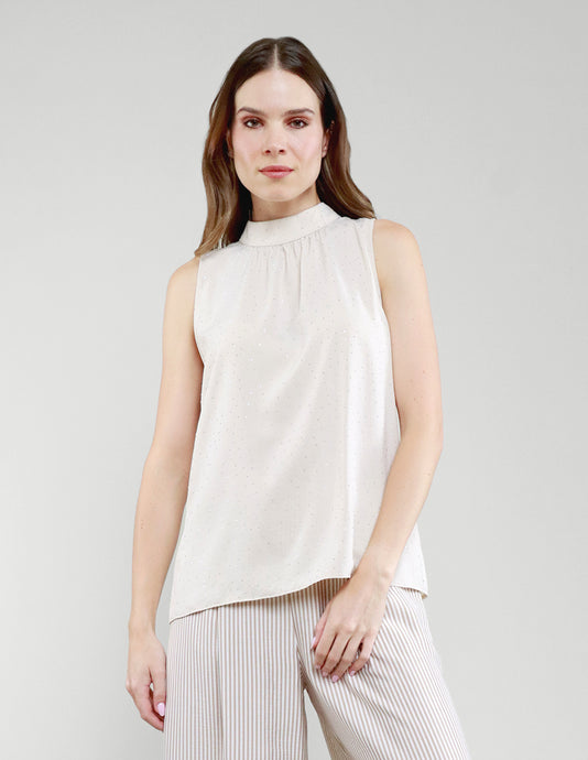 BLUSA TYLER BEIGE BRILLOS