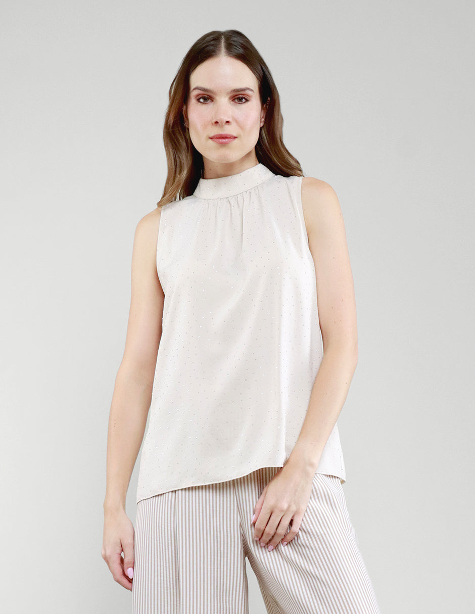 BLUSA TYLER BEIGE BRILLOS
