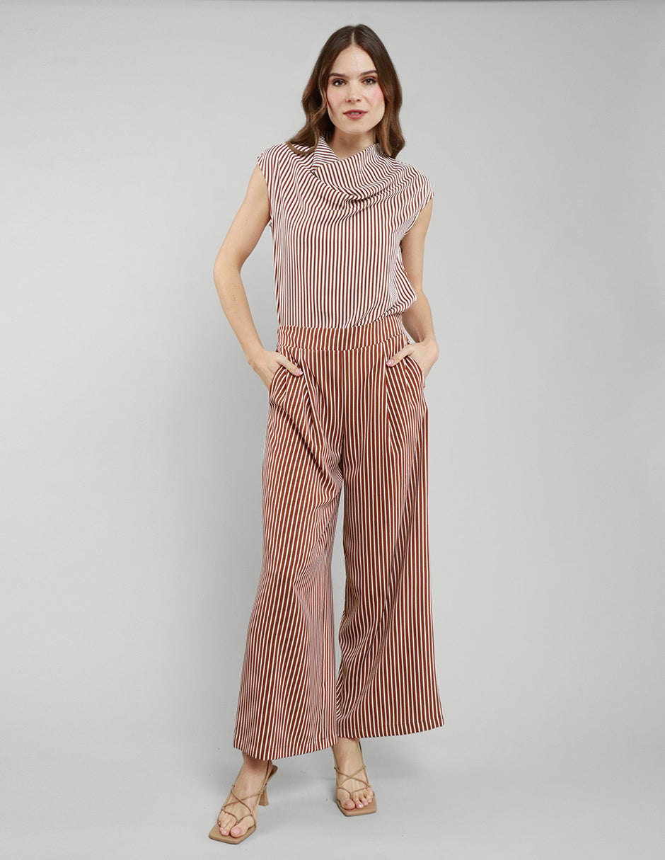 PANTALÓN MAIA A RAYAS CAFÉ