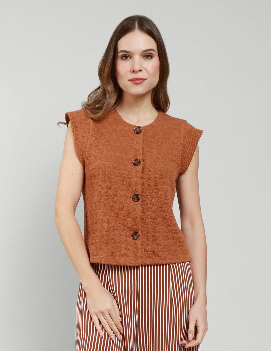 CHALECO SARA CAFÉ