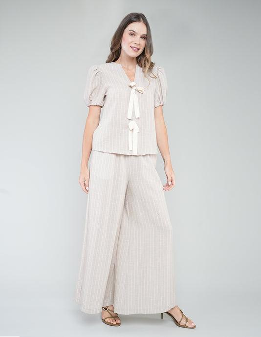 PANTALÓN MAIA A RAYAS CAFÉ CLARO