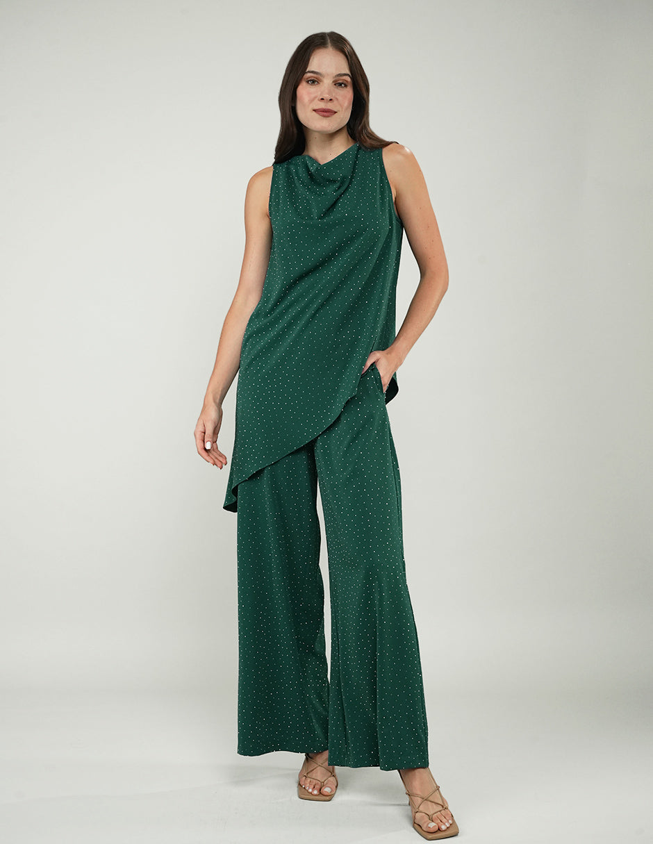 PANTALÓN ORIANE VERDE BRILLOS