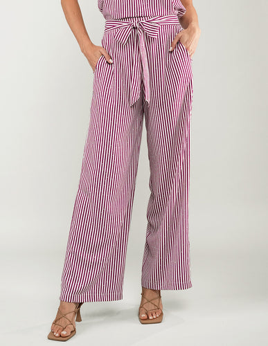 PANTALÓN NURIA A RAYAS VINO