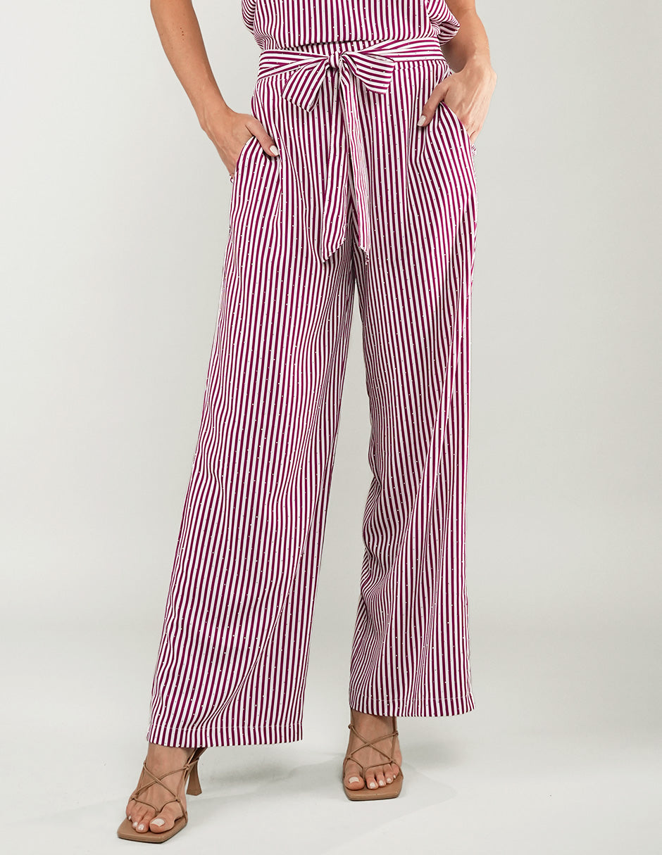 PANTALÓN NURIA A RAYAS VINO