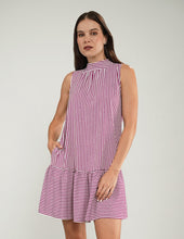 VESTIDO REGINA A RAYAS VINO