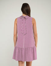VESTIDO REGINA A RAYAS VINO