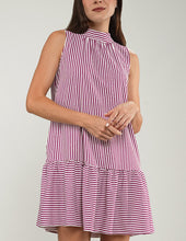 VESTIDO REGINA A RAYAS VINO